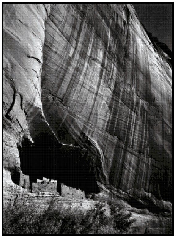 White House Ruin, Canyon de Chelly National Monument, Arizona - Ansel Adams Cross Stitch Pattern