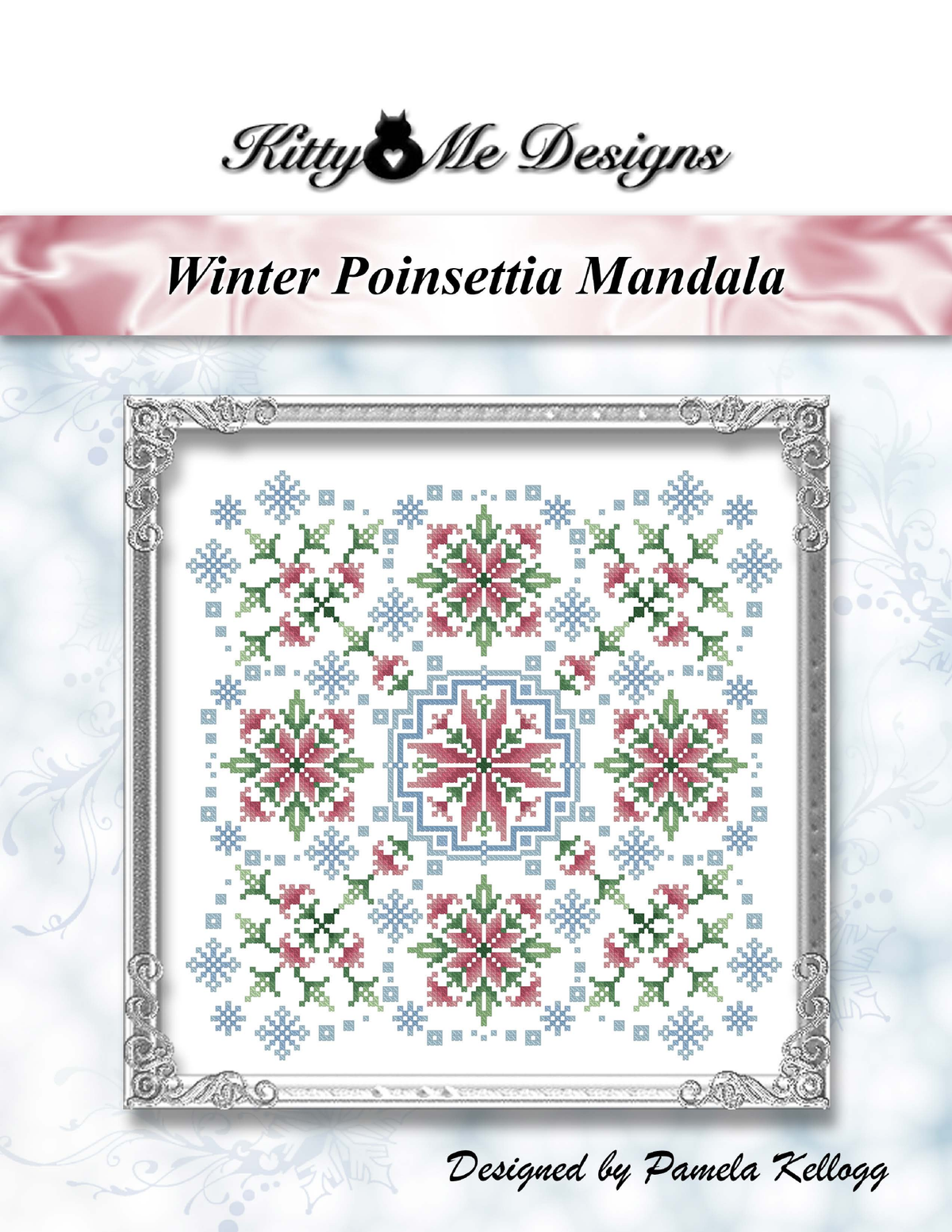 Winter Poinsettia Mandala Cross Stitch Pattern