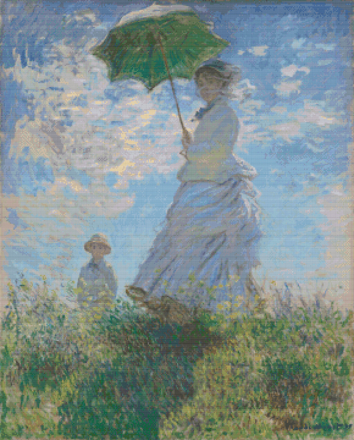 Woman with a Parasol and Her Son Monet Cross Stitch Pattern