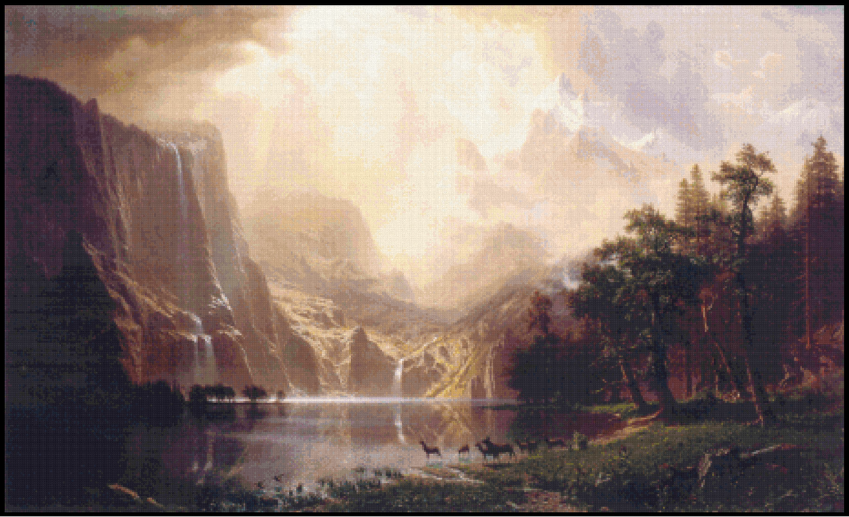Among the Sierra Nevada Mountains, California - Albert Bierstadt Cross Stitch Pattern