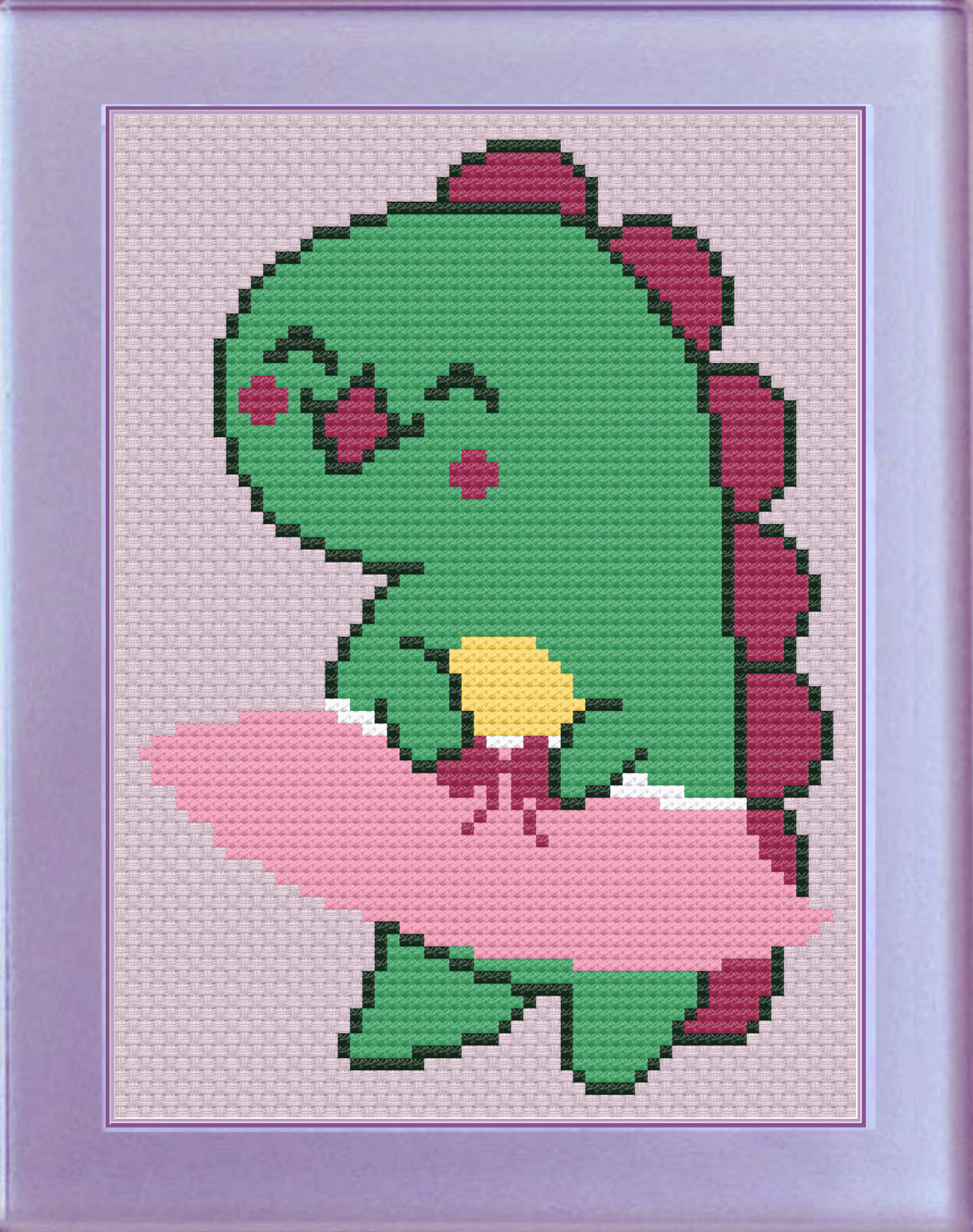 Ballerina Dinosaur Cross Stitch Pattern