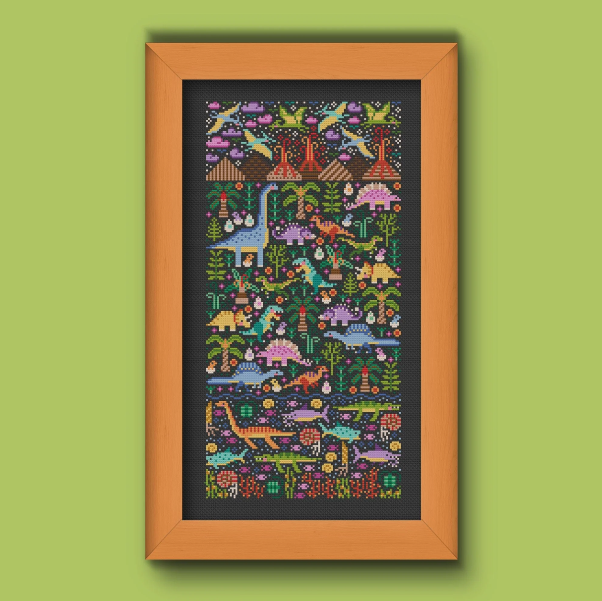 Dino Garden Cross Stitch Pattern