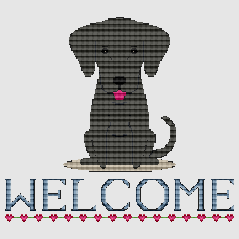 Labrador Retriever - Welcome (Black) Cross Stitch Pattern