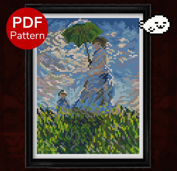 Woman with a Parasol Cross Stitch Pattern