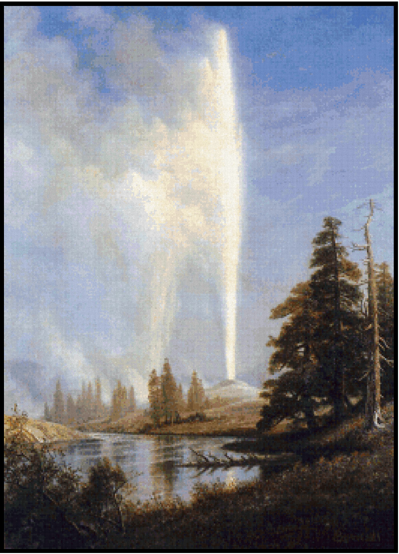 Old Faithful - Albert Bierstadt Cross Stitch Pattern