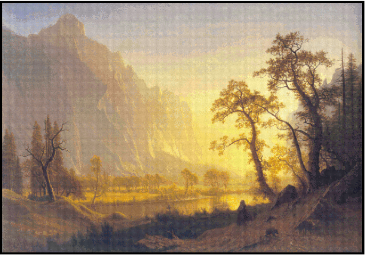 Sunrise, Yosemite Valley - Albert Bierstadt Cross Stitch Pattern