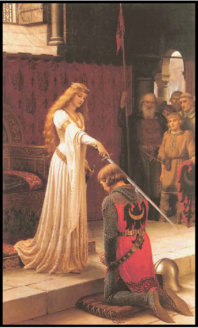 The Accolade (detail) - Edmund Blair-Leighton Cross Stitch Pattern