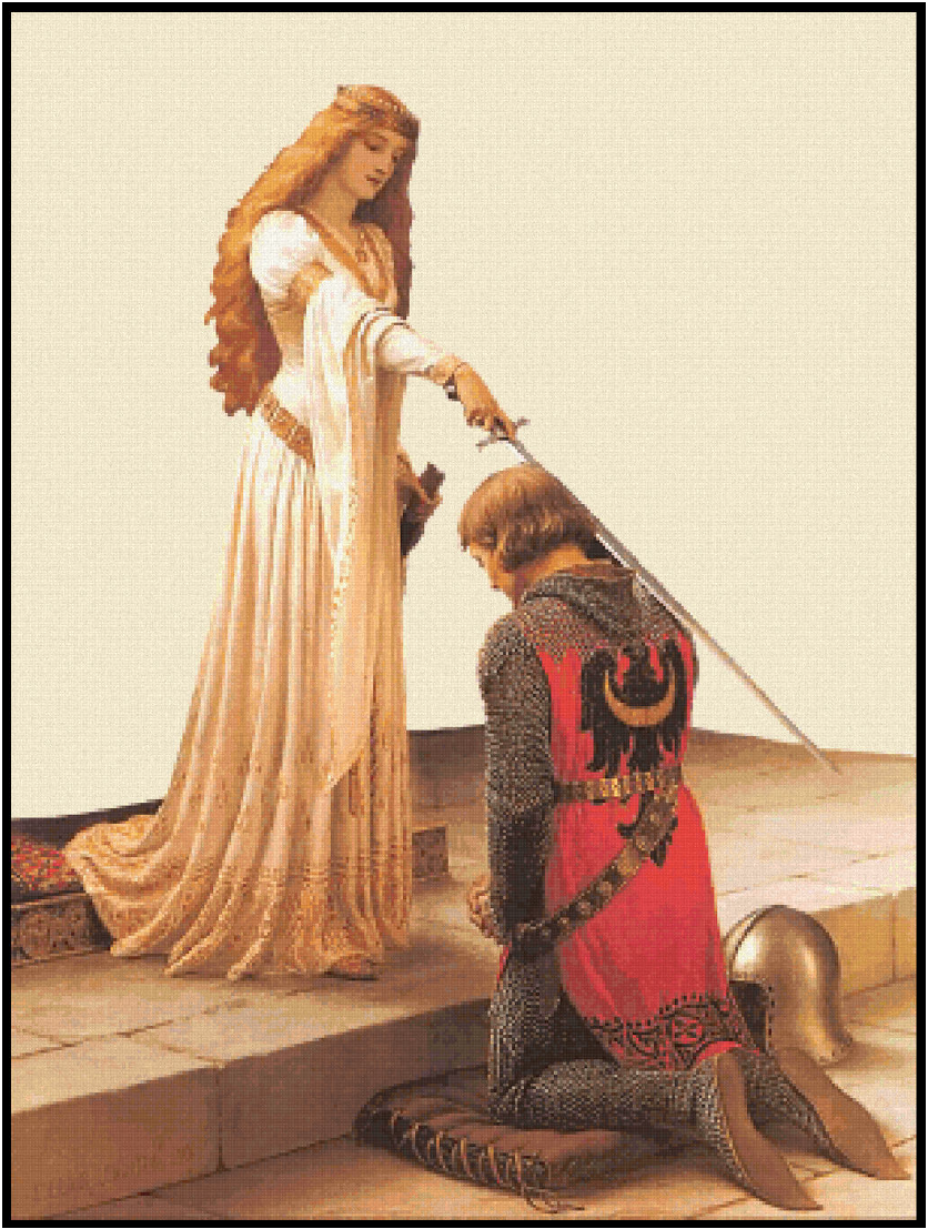 The Accolade (without background) - Edmund Blair-Leighton Cross Stitch Pattern