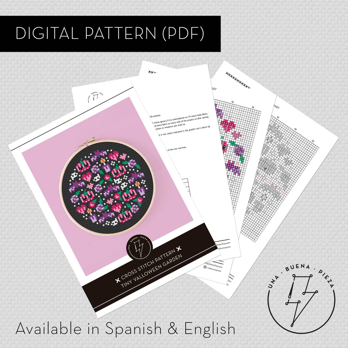 Tiny Halloween Garden Cross Stitch Pattern