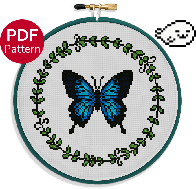 Small Ulysses Butterfly Cross Stitch Pattern