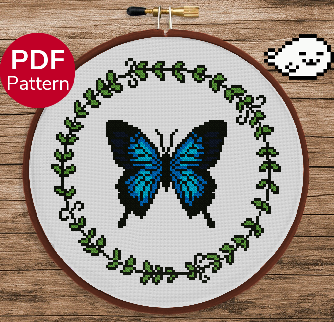 Small Ulysses Butterfly Cross Stitch Pattern
