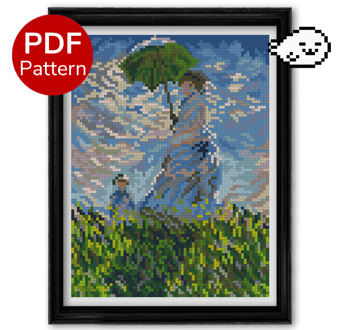 Woman with a Parasol Cross Stitch Pattern