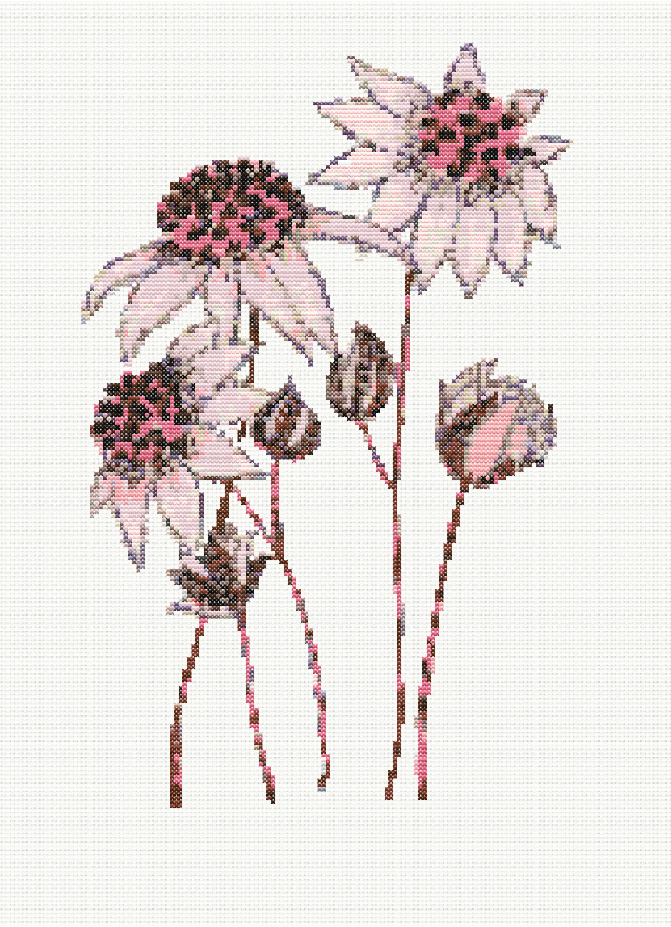 Blush Petals - Pink Flannel Cross Stitch Pattern