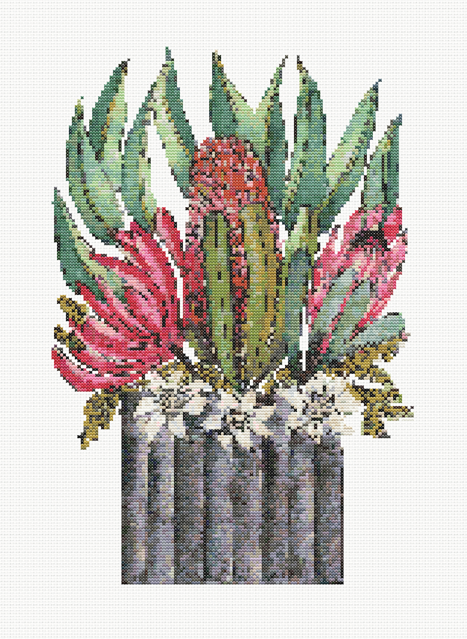 Blooming Beauty - Native Flower Vase Cross Stitch Pattern