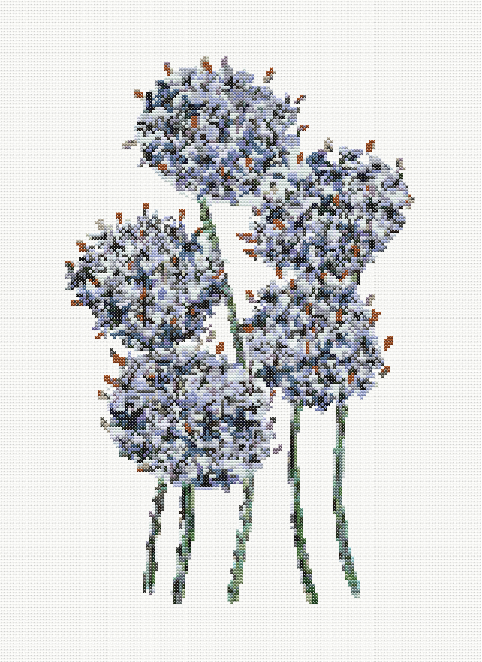 Azure Gem - Blue Pincushion Cross Stitch Pattern