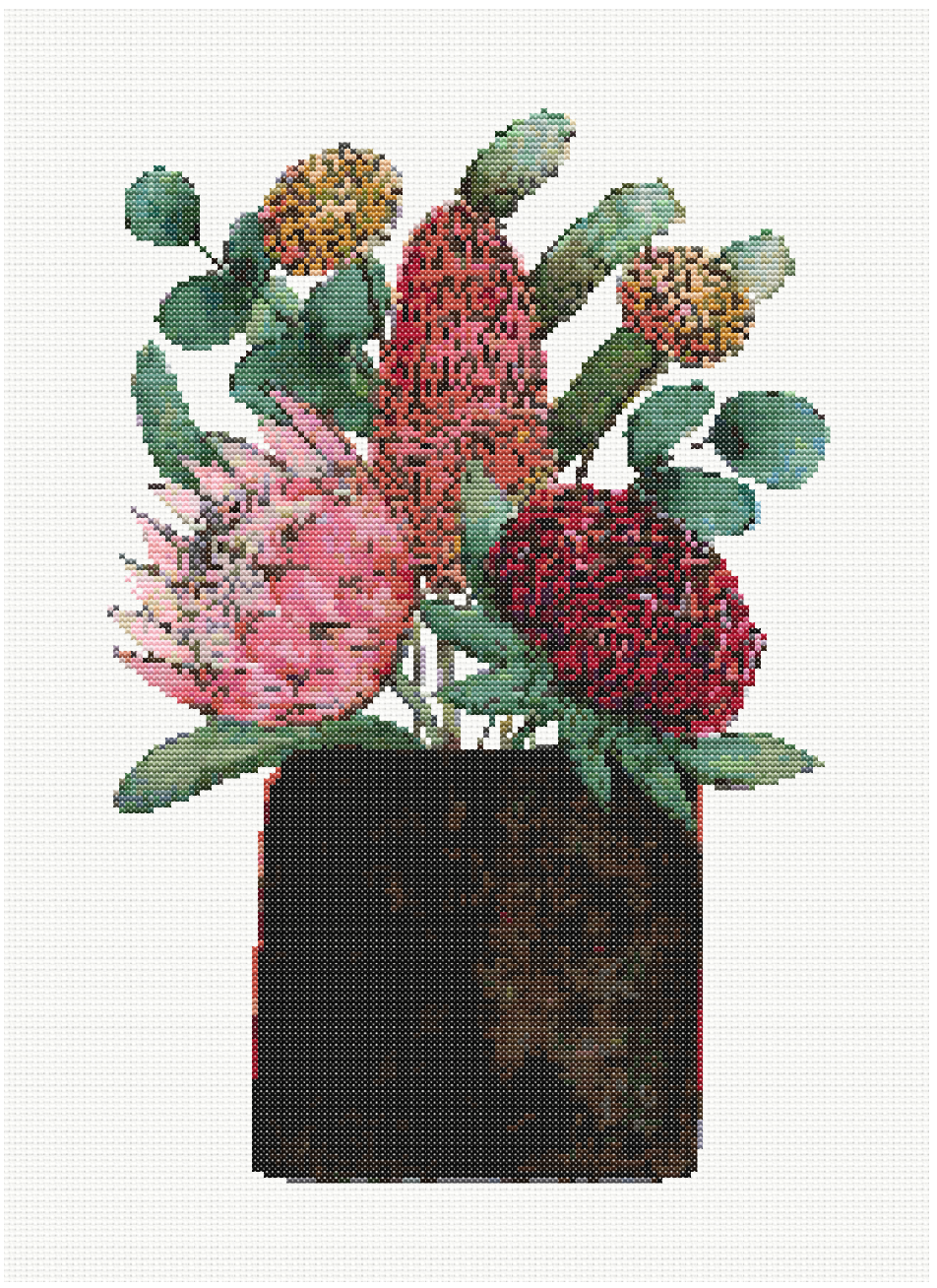 Blossoms in a Pot - Native Flowers Cross Stitch Pattern