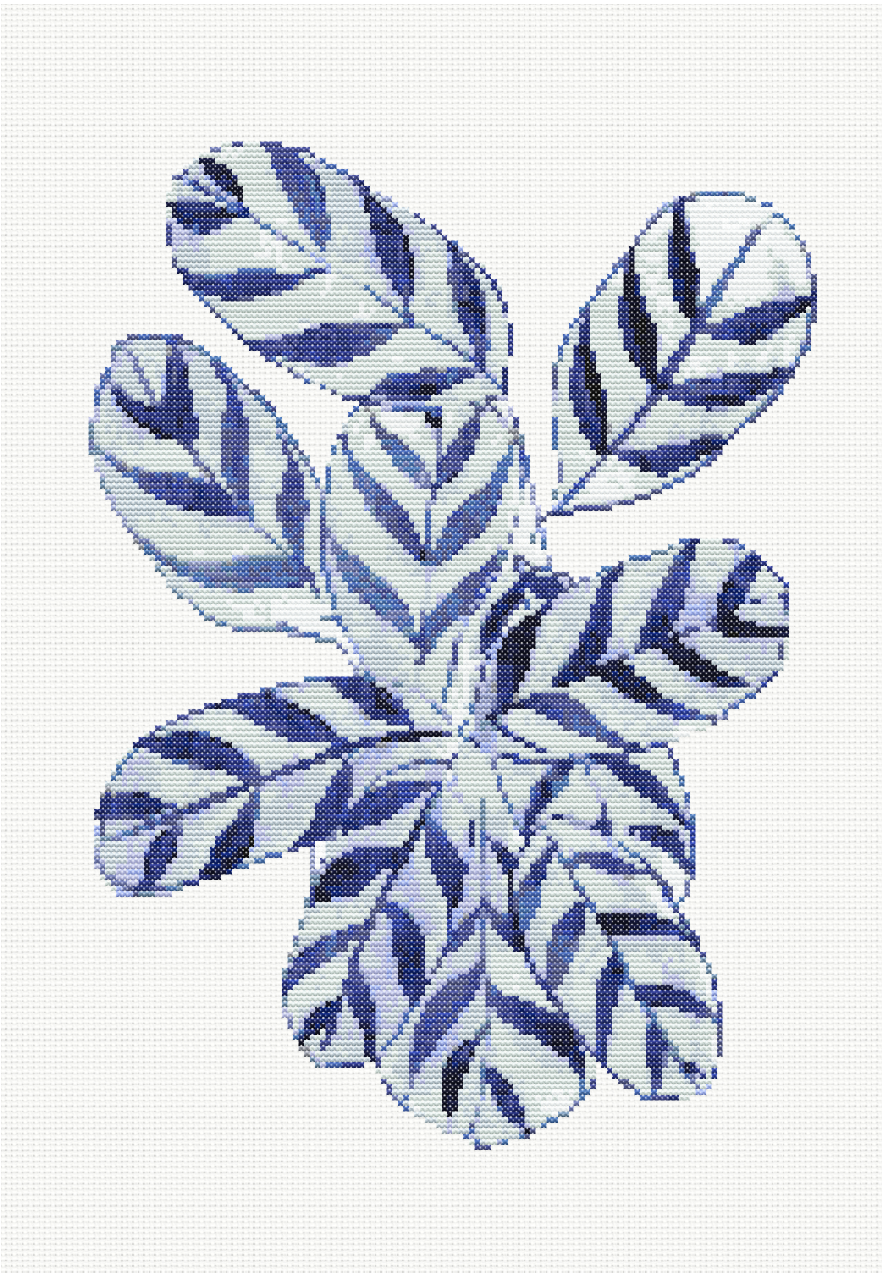 Blue Serenity - Hamptons Prayer Plant (Ctenanthe) Cross Stitch Pattern