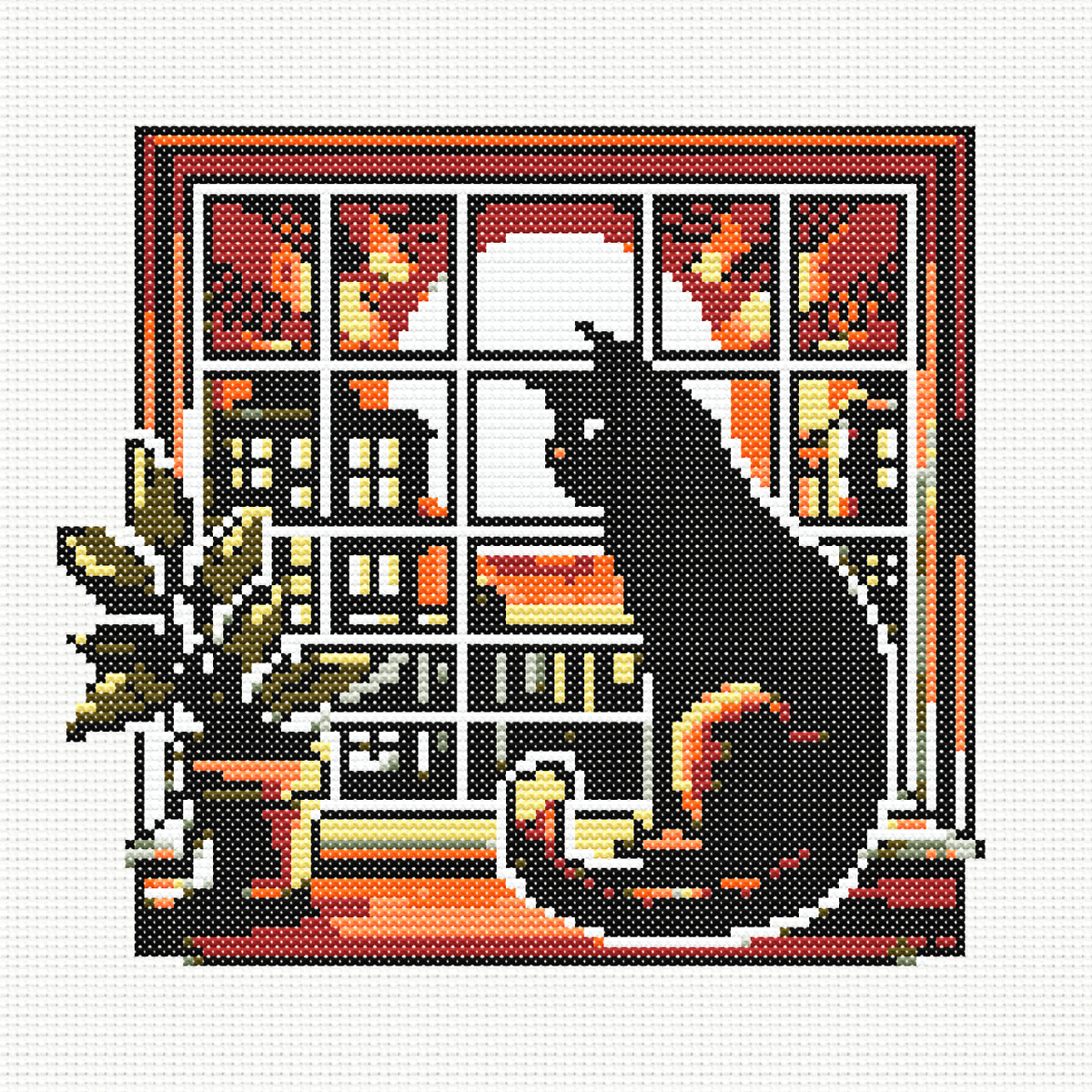 Purrfect View Cross Stitch Pattern – Craft Hatchery