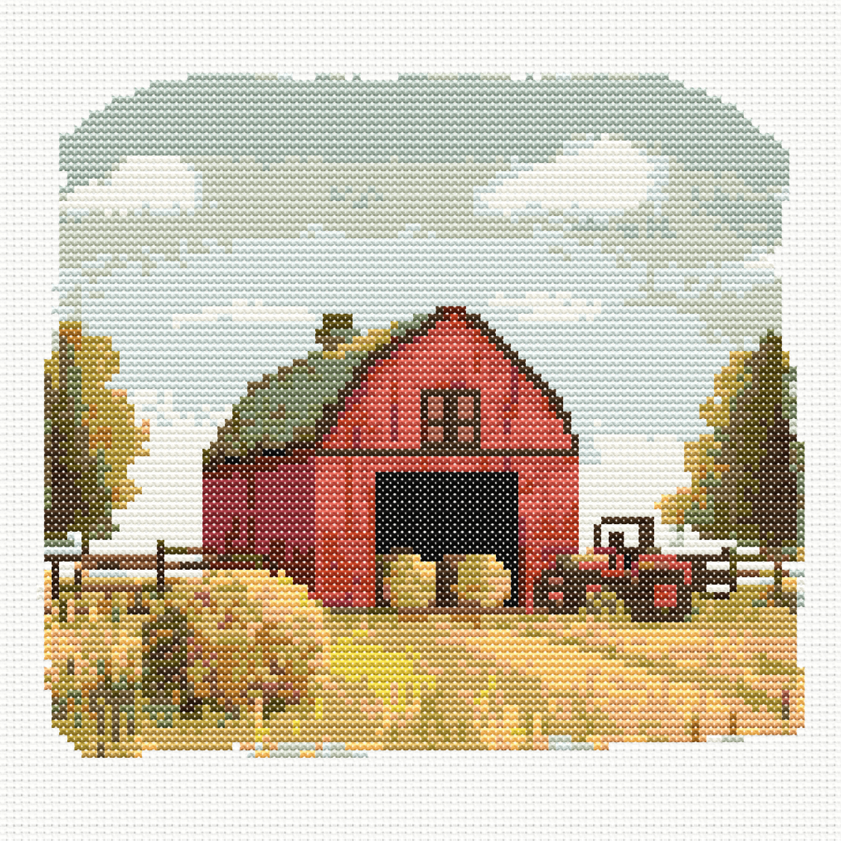 Rustic Red Reverie Cross Stitch Pattern