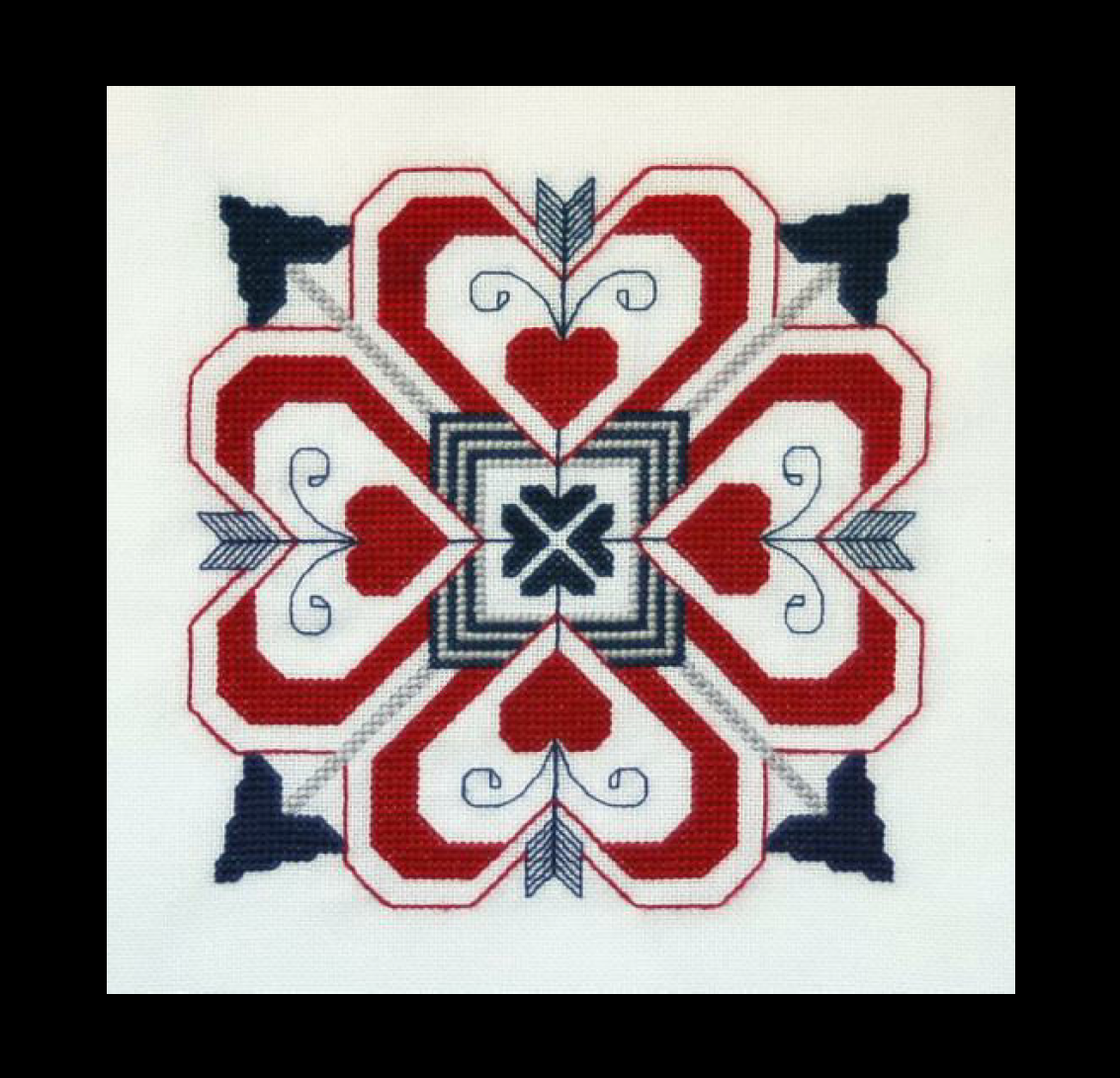 Monthly Squares: February Cross Stitch Pattern