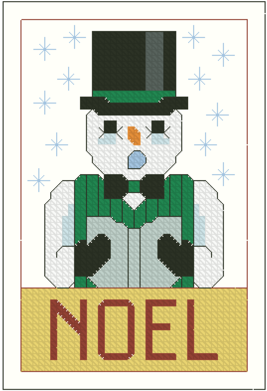 Ornament - The Sing Noel Snowman Cross Stitch Pattern