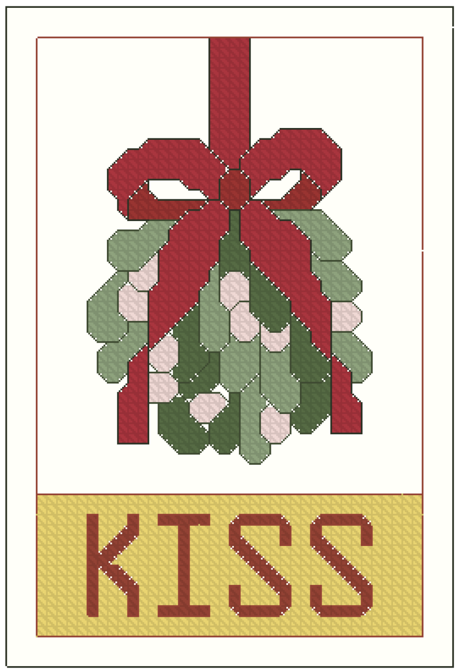 Ornament - The Kiss of Mistletoe Cross Stitch Pattern