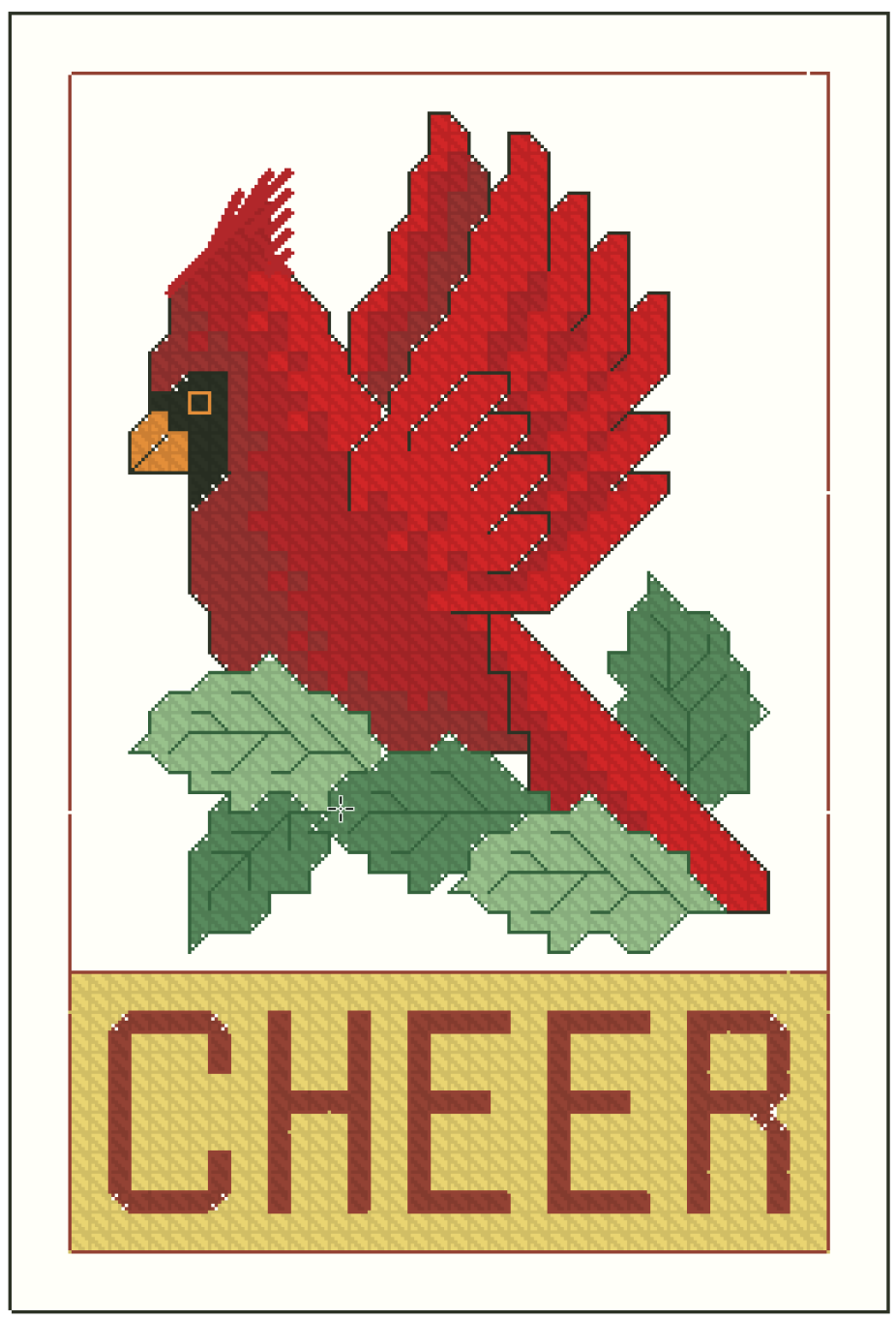 Ornament - The Cheery Red Bird Cross Stitch Pattern