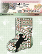 Cats And Stockings Evergreen Cross Stitch Pattern