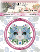 Colorful Cats Morning Glory Cross Stitch Pattern