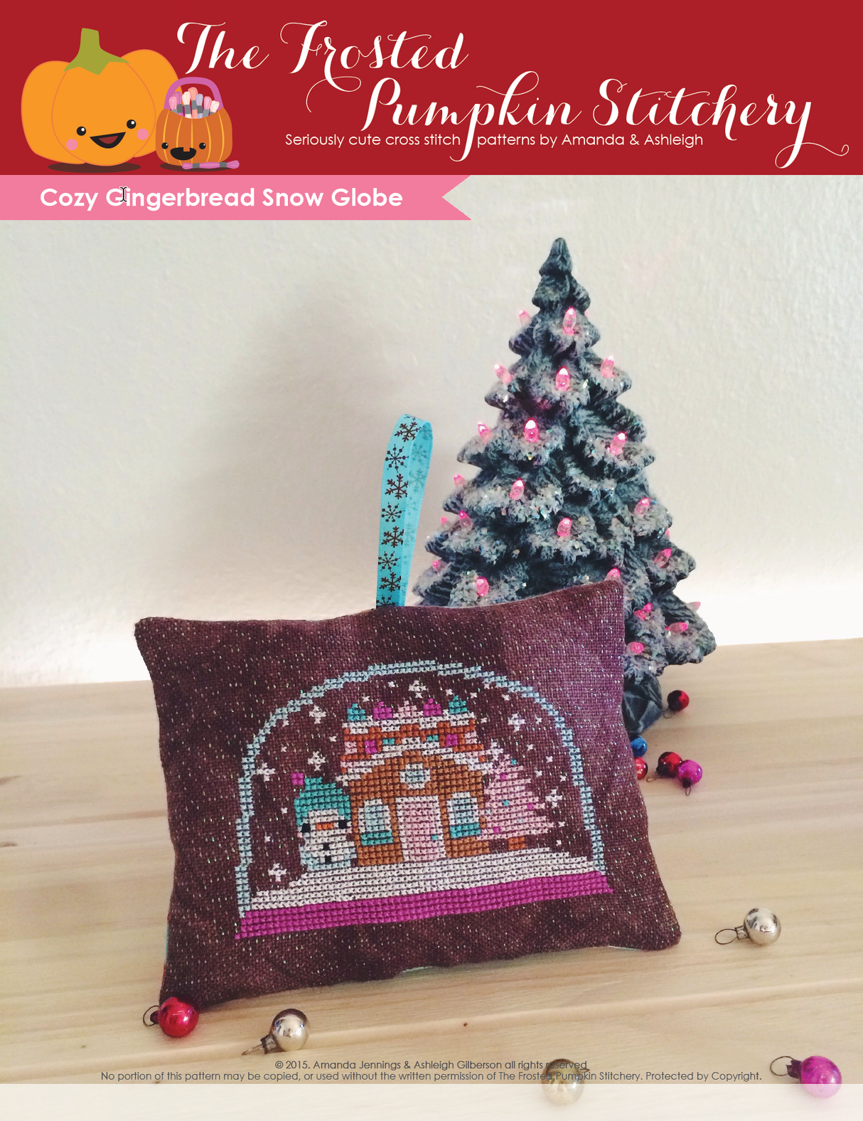 Cozy Gingerbread Snow Globe Cross Stitch Pattern