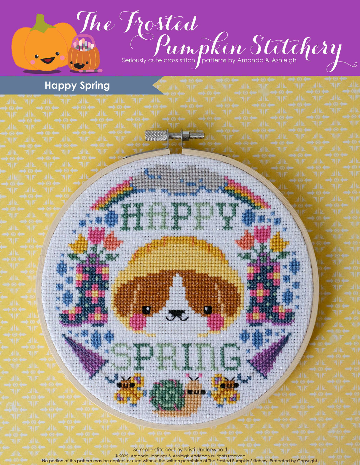 Happy Spring Cross Stitch Pattern (Dog)