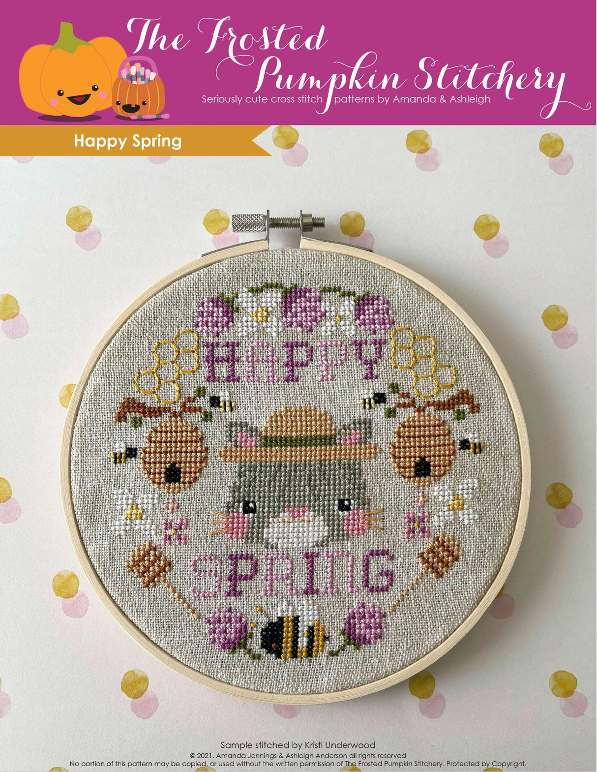 Happy Spring Cross Stitch Pattern (Cat)