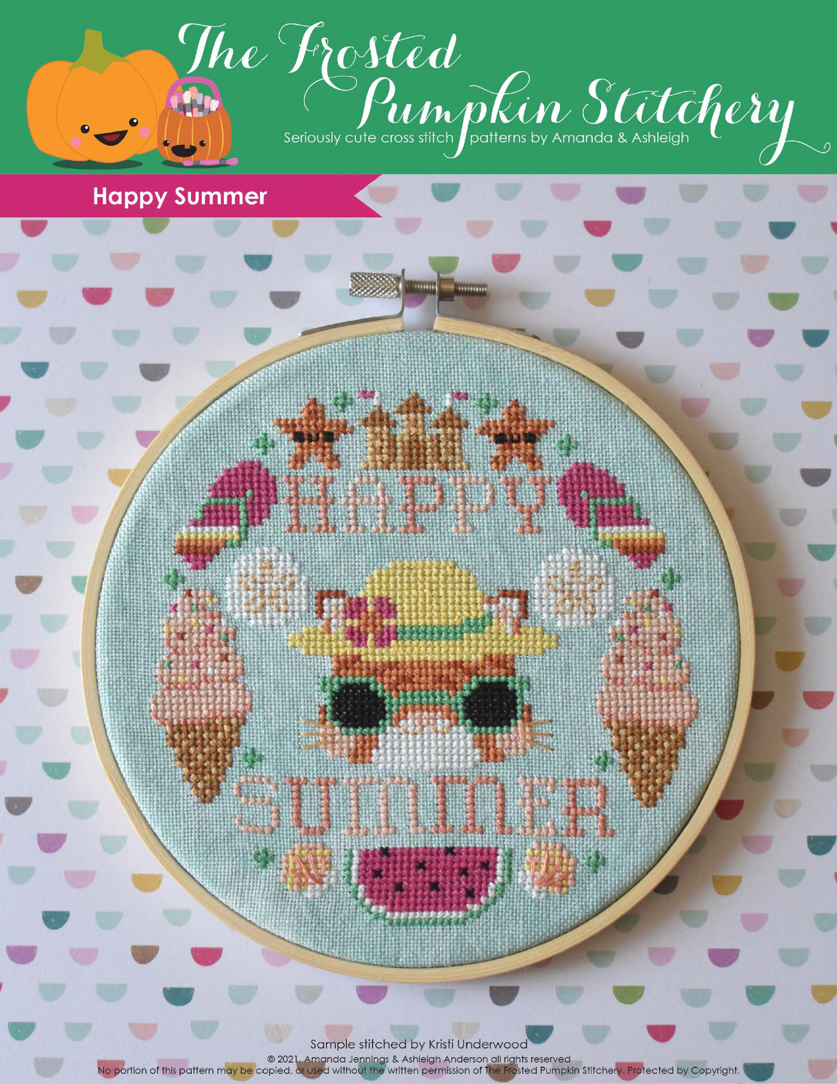 Happy Summer Cross Stitch Pattern (Cat)