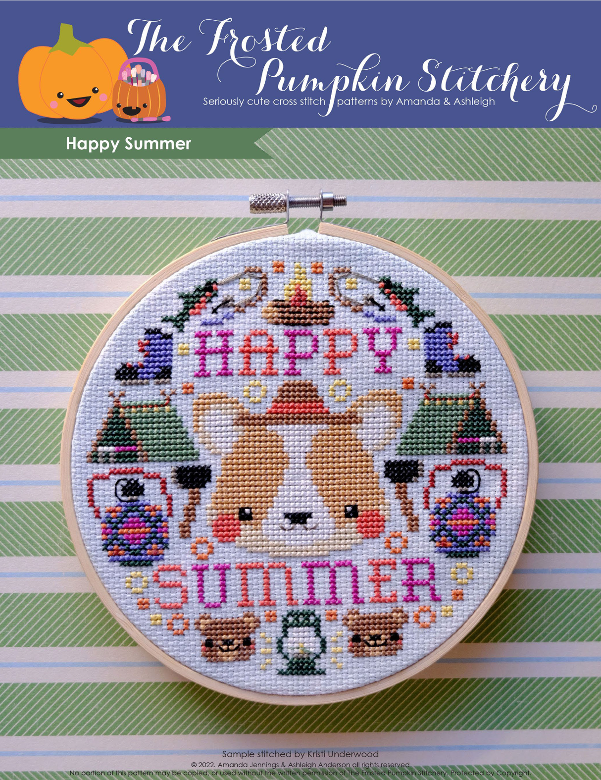 Happy Summer Cross Stitch Pattern (Dog)