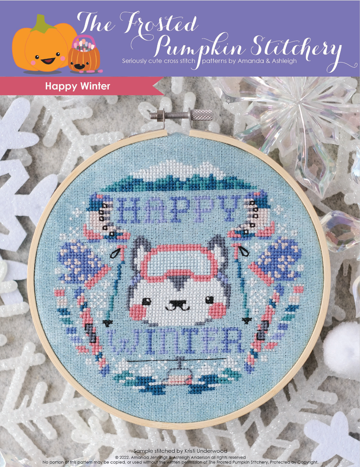 Happy Winter Cross Stitch Pattern (Dog)