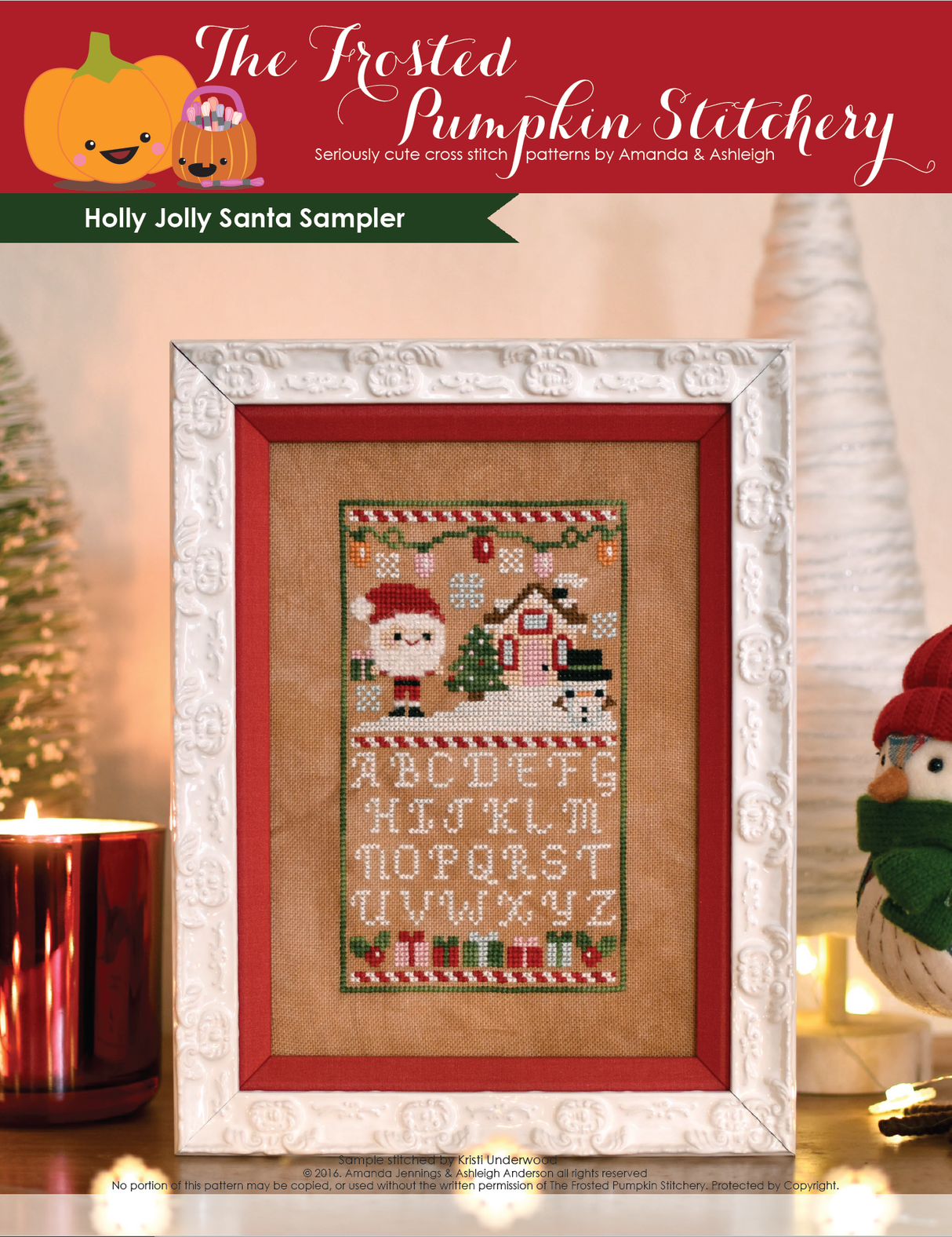 Holly Jolly Santa Sampler Cross Stitch Pattern