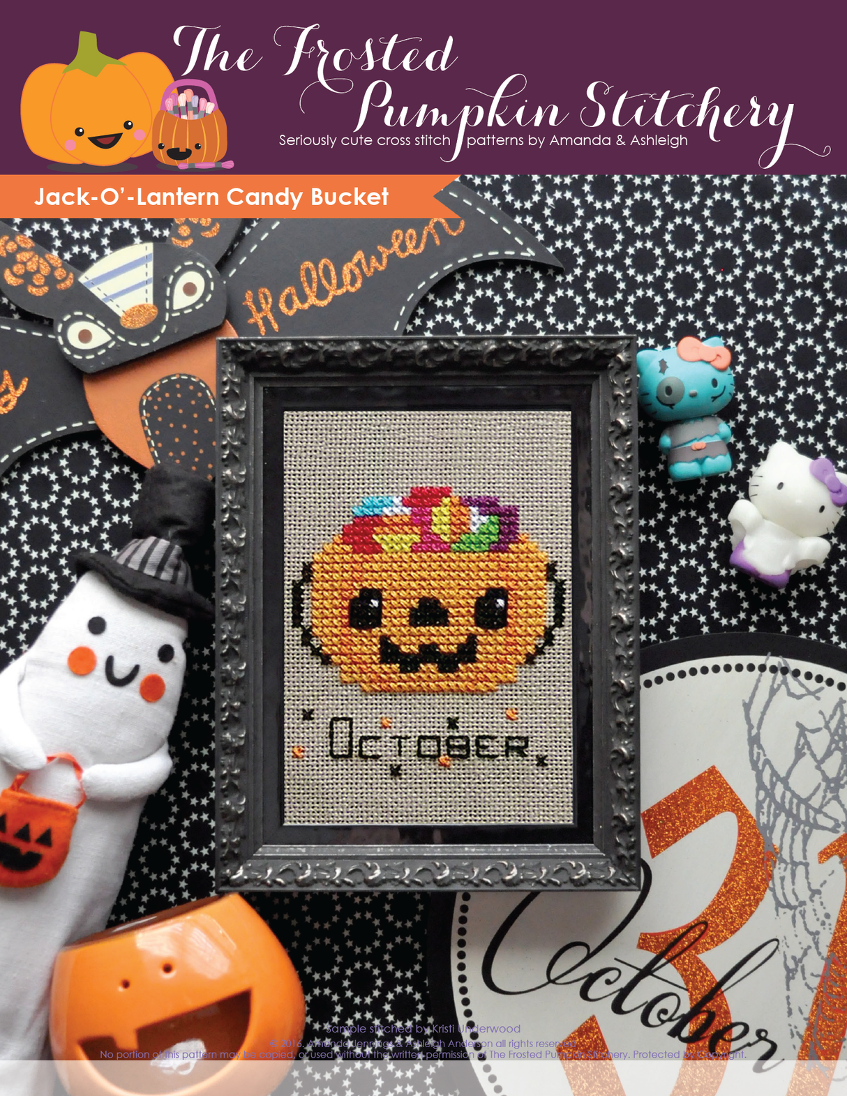 Jack-O'-Lantern Candy Bucket Cross Stitch Pattern