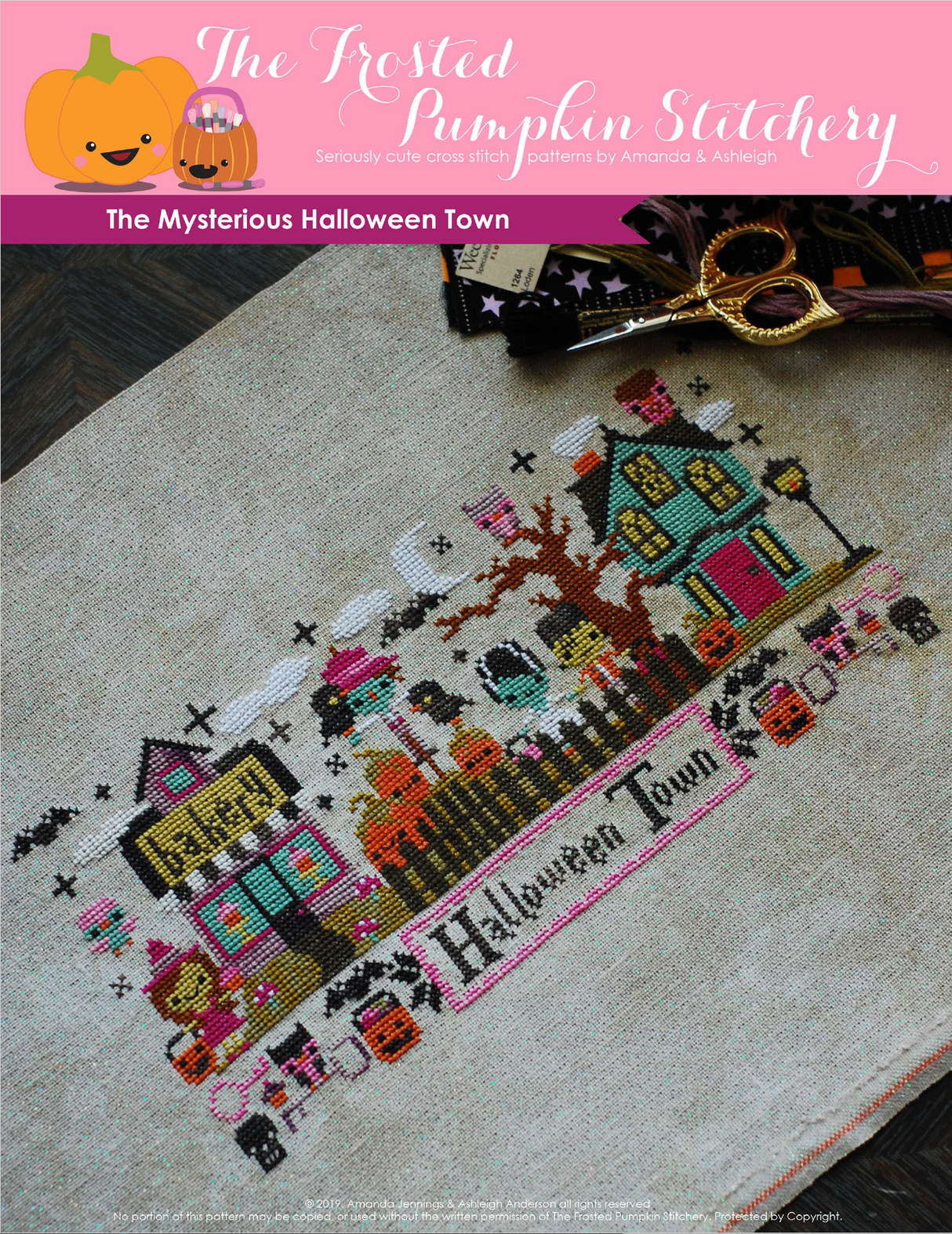 The Mysterious Halloween Town Cross Stitch Pattern