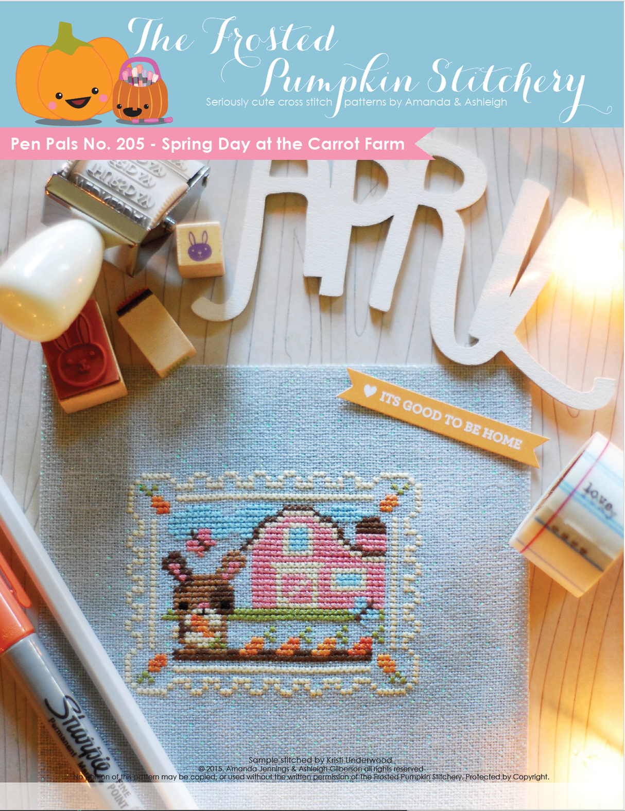 Pen Pals No. 205 Spring Day at the Carrot Farm Cross Stitch Pattern