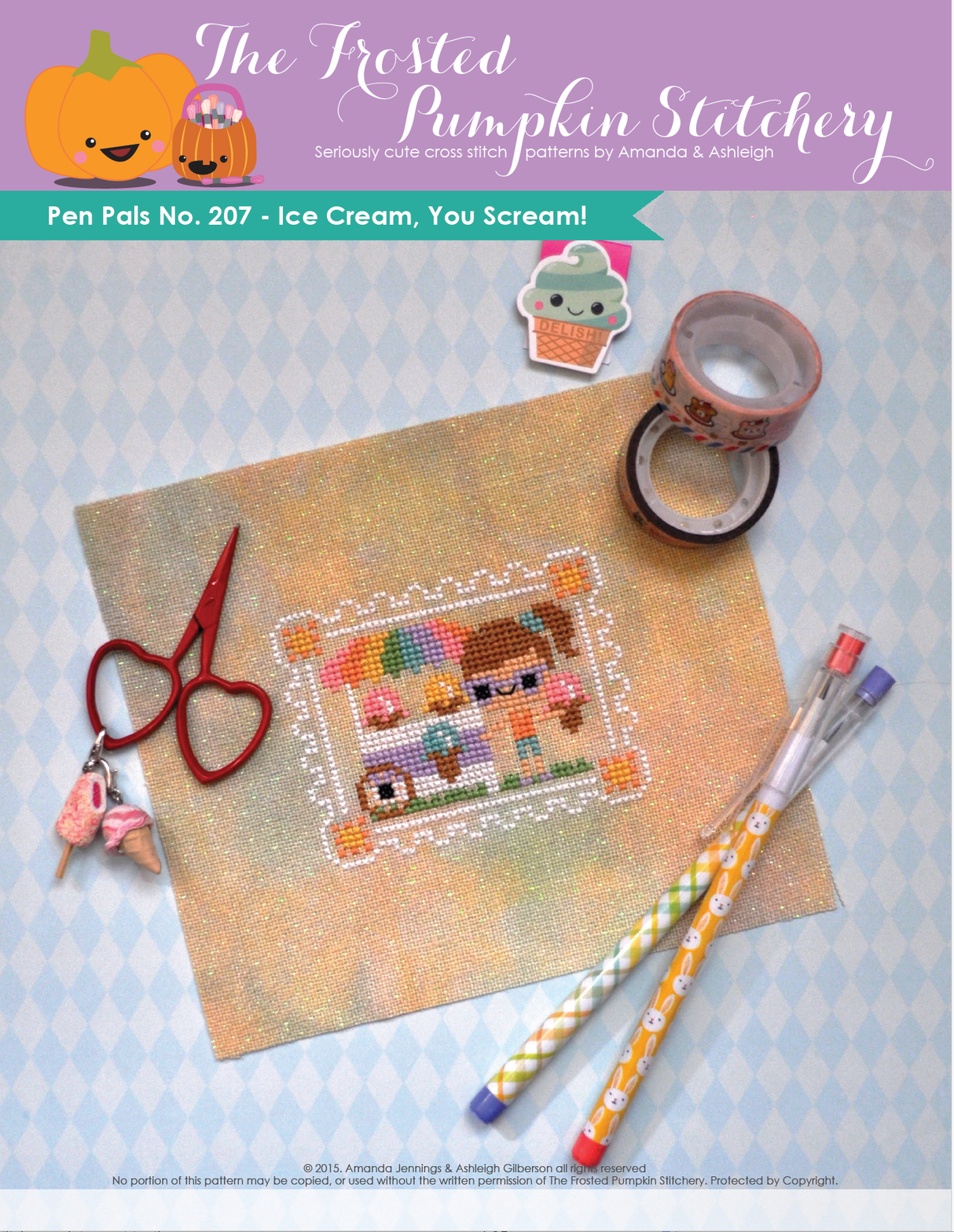 Pen Pals No. 207 Ice Cream, You Scream Cross Stitch Pattern