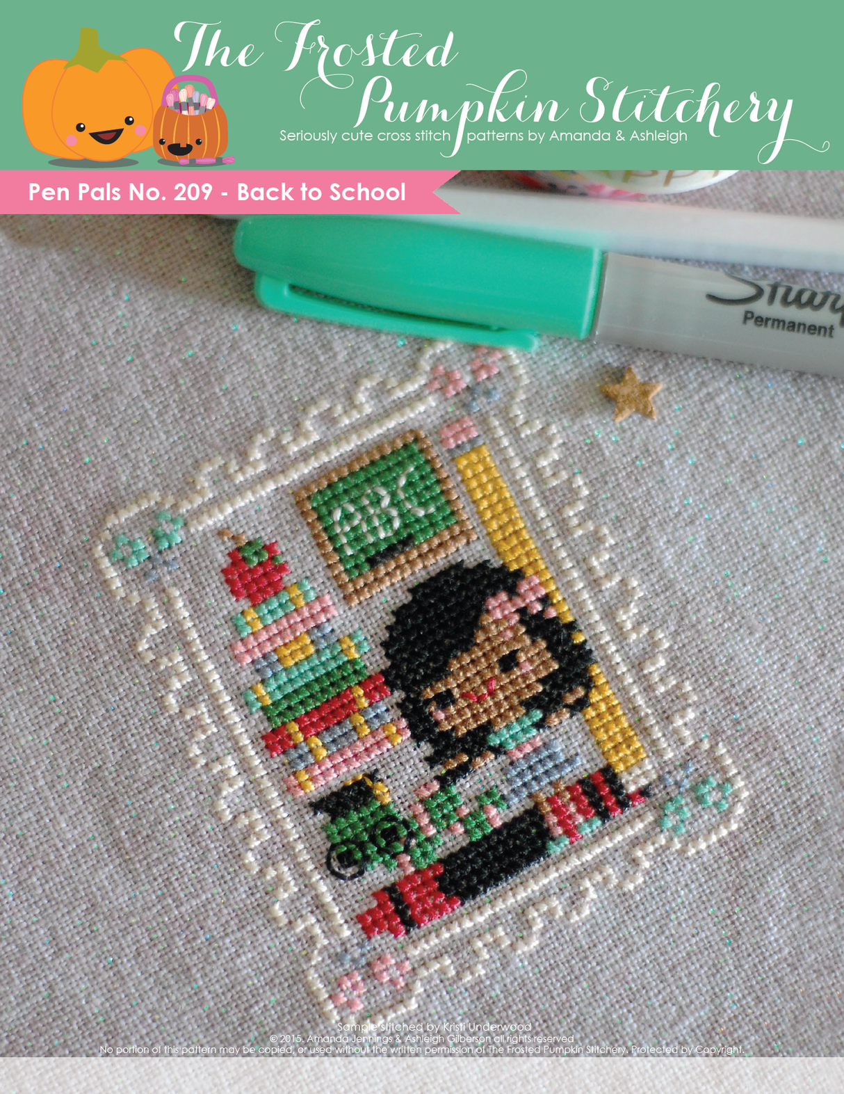 Pen Pals No. 209 Back to School Cross Stitch Pattern