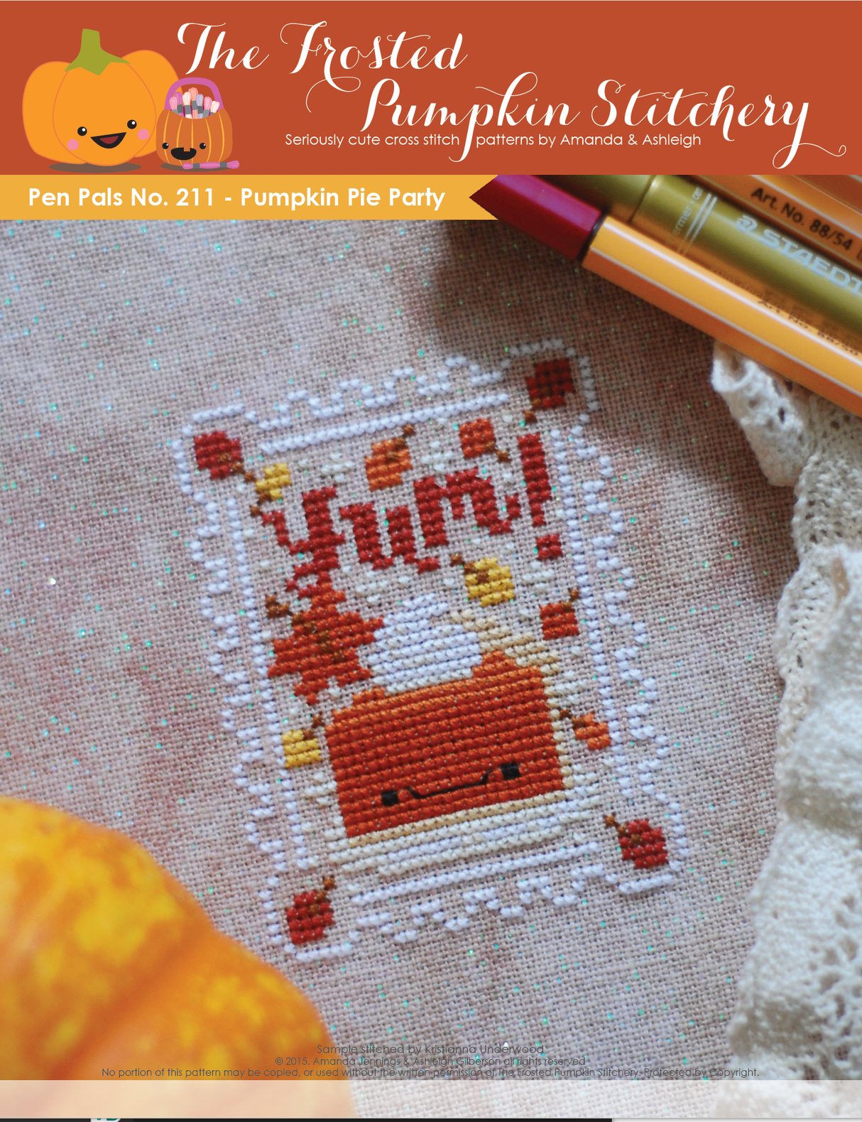 Pen Pals No. 211 Pumpkin Pie Party Cross Stitch Pattern