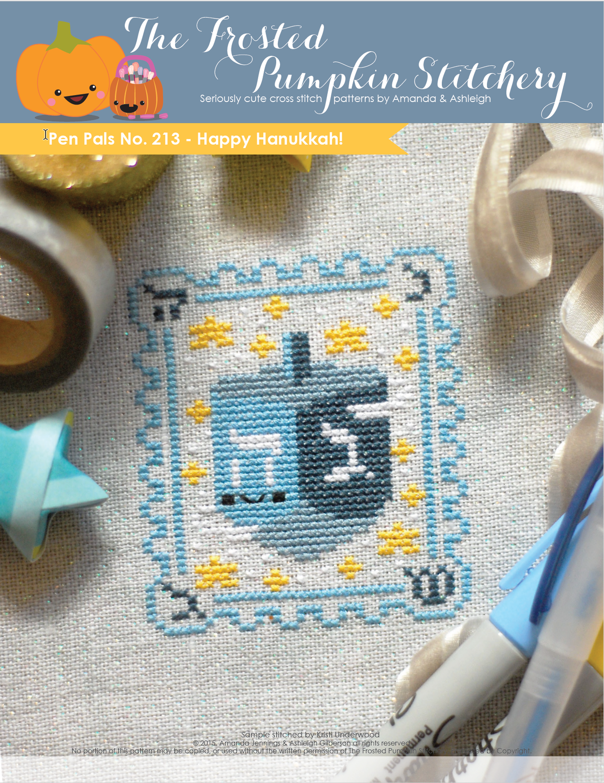 Pen Pals No. 213 Happy Hanukkah Cross Stitch Pattern