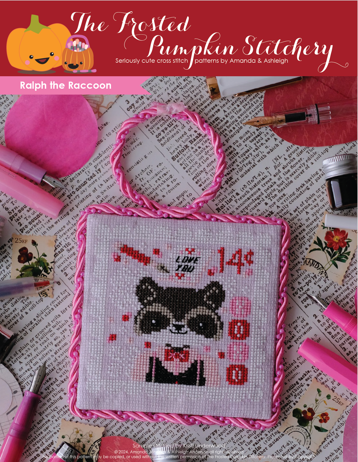 Ralph the Raccoon Cross Stitch Pattern