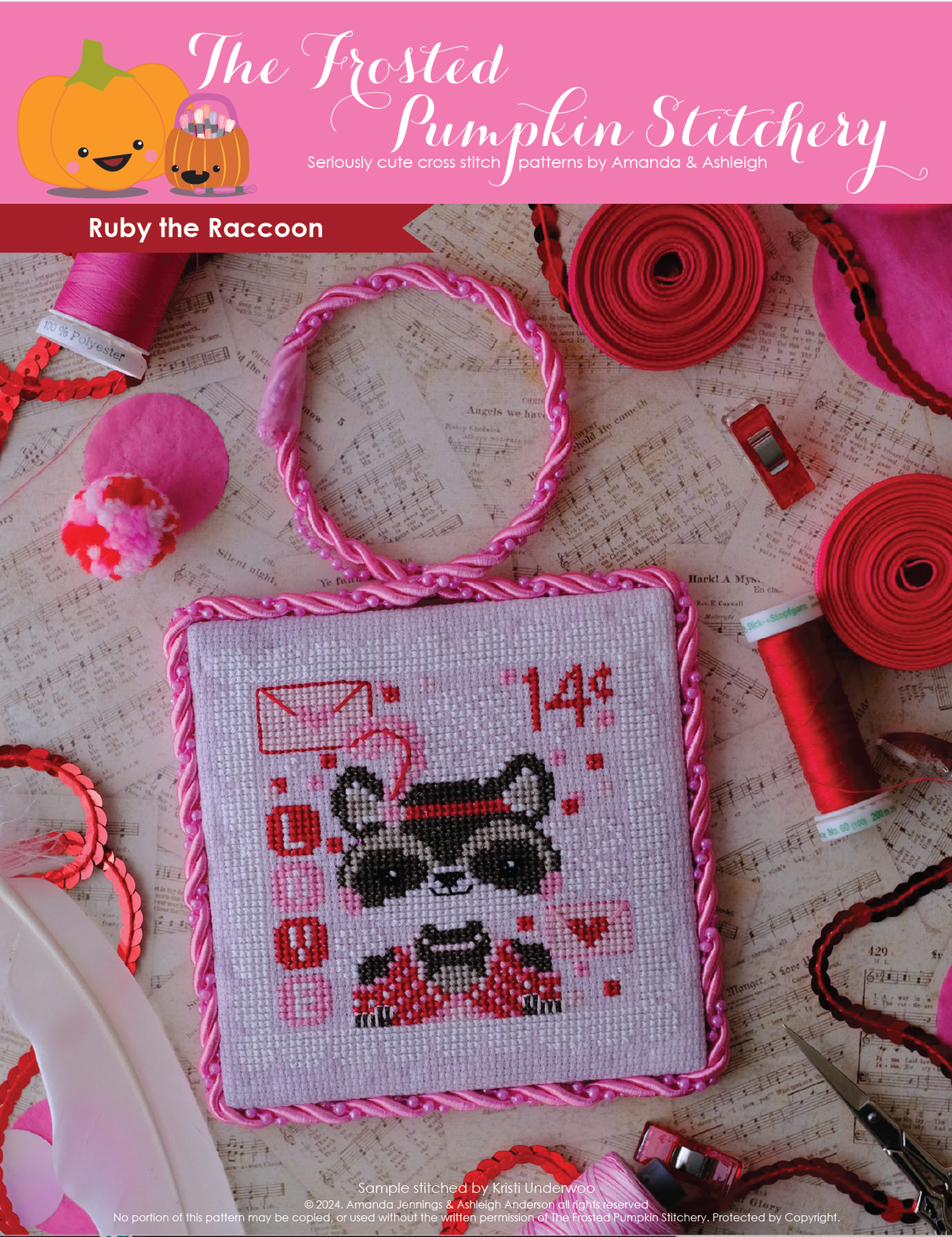 Ruby the Raccoon Cross Stitch Pattern