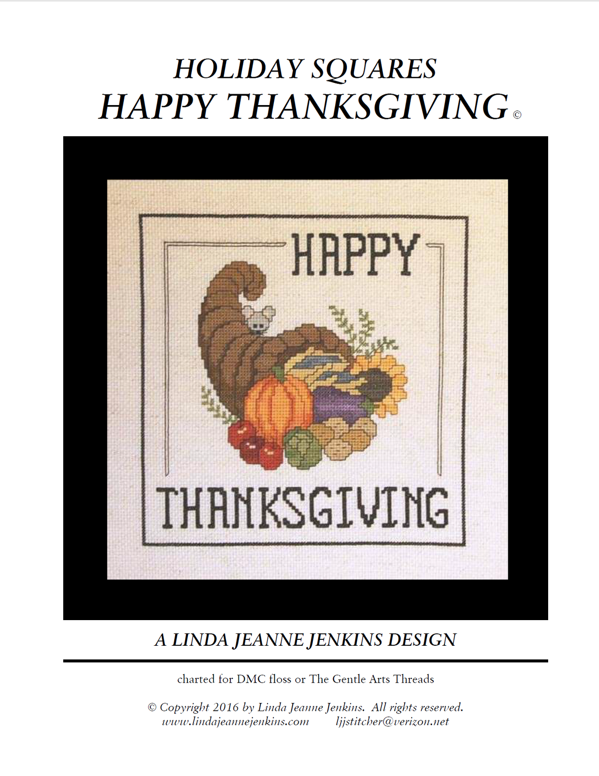 Happy Thanksgiving Holiday Squares Cross Stitch Pattern