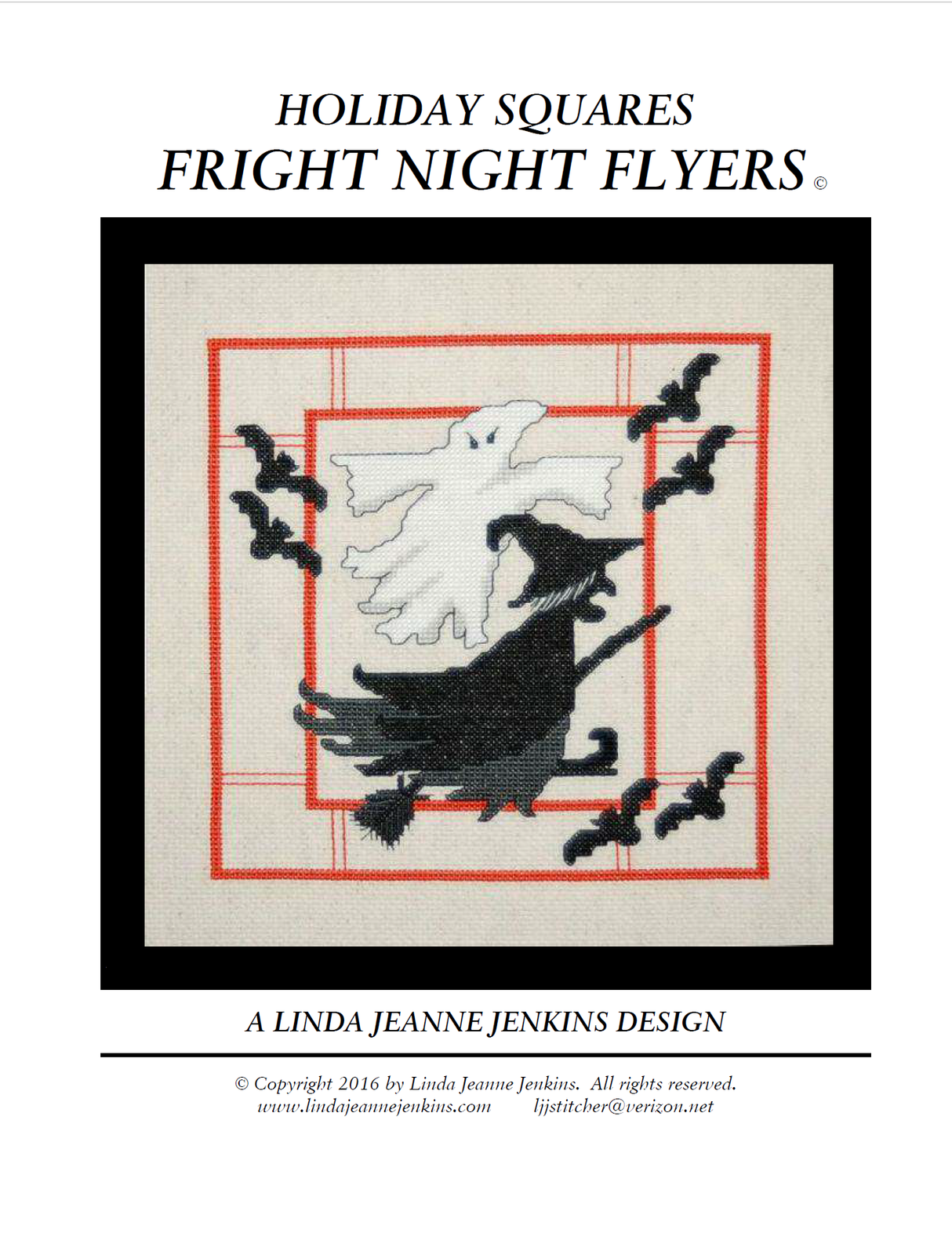 Fright Night Flyers Holiday Squares Cross Stitch Pattern