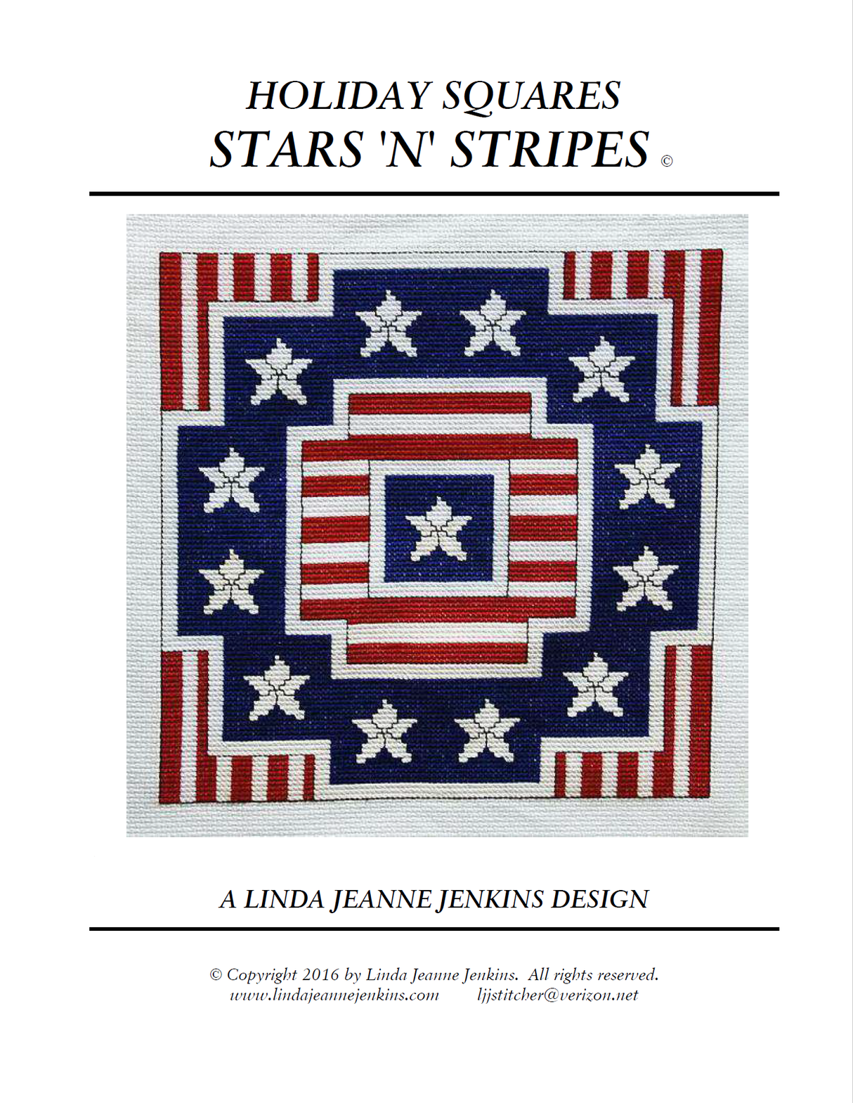 Stars n Stripes Holiday Squares Cross Stitch Pattern