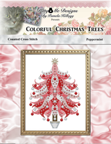 Colorful Christmas Trees Peppermint Cross Stitch Pattern