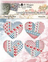Crazy Patriotic Hearts Cross Stitch Pattern